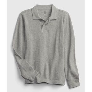 GAP • Heather Grey Long Sleeve Uniform Polo Shirt